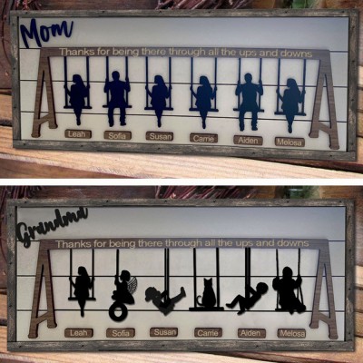 Custom Family Swing Set Sign Thank You for the Ups and Downs For Mom Grandma Christmas Gift