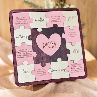 Personalized Mom Puzzle Sign Unique Wood Sign For New Mom or Mom To Be Gift