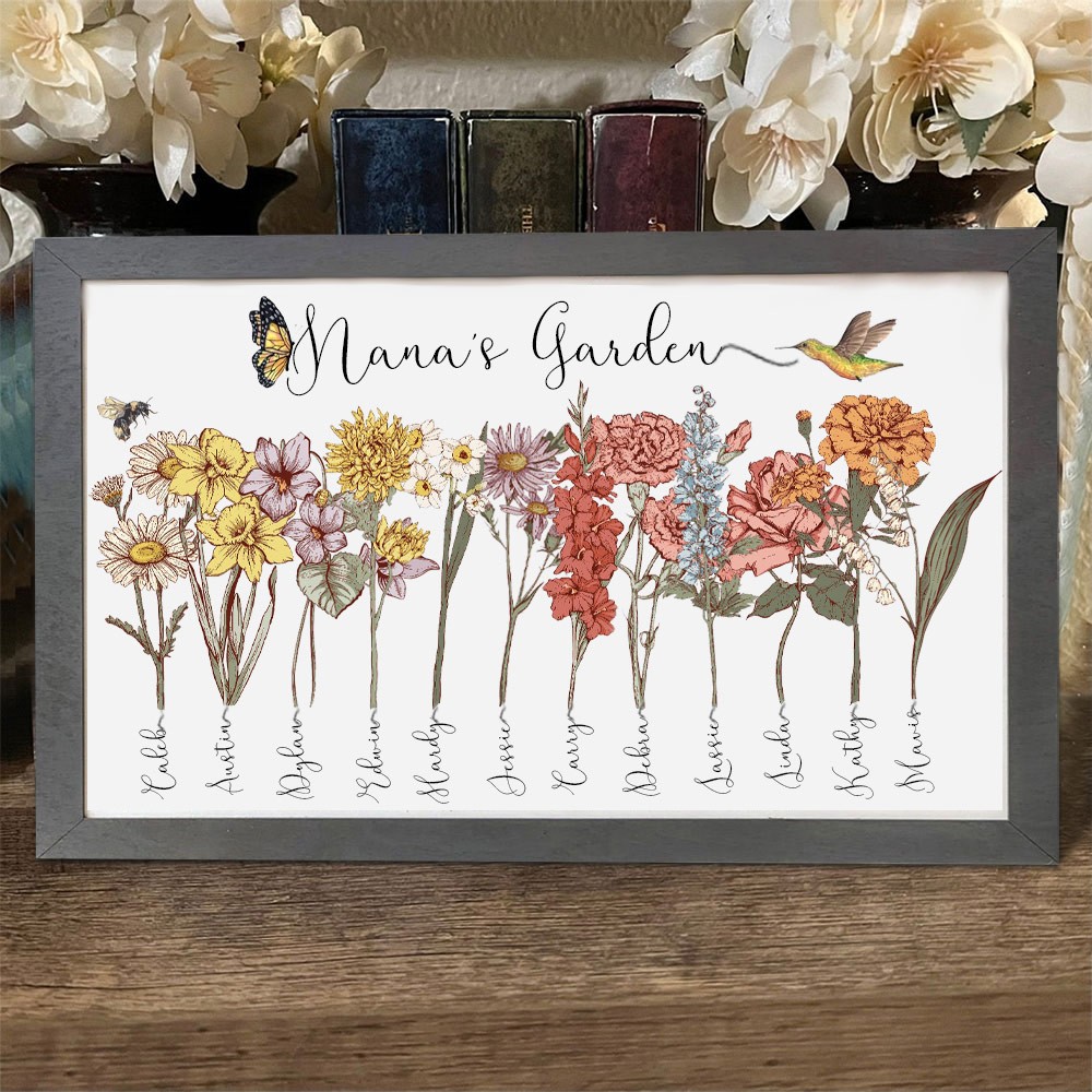 Custom Birth Flower Frame Home Art For Mum Grandma Family Christmas Gift Ideas