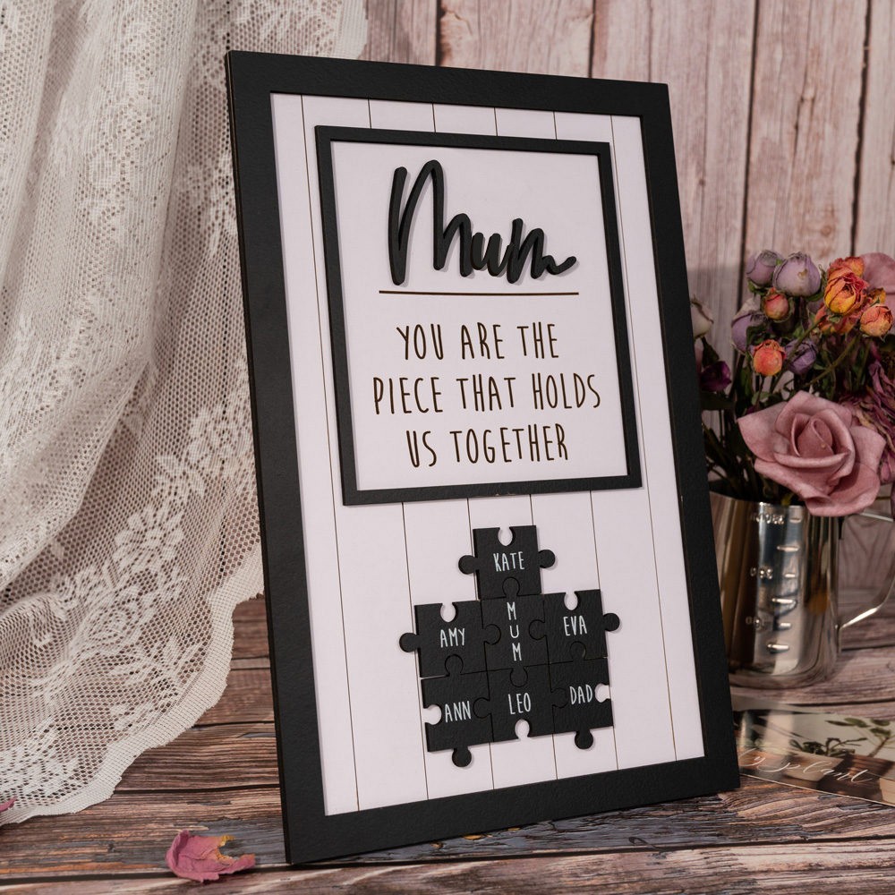 Personalised Mum Puzzle Sign Unique Wood Sign For Mother's Day Gift