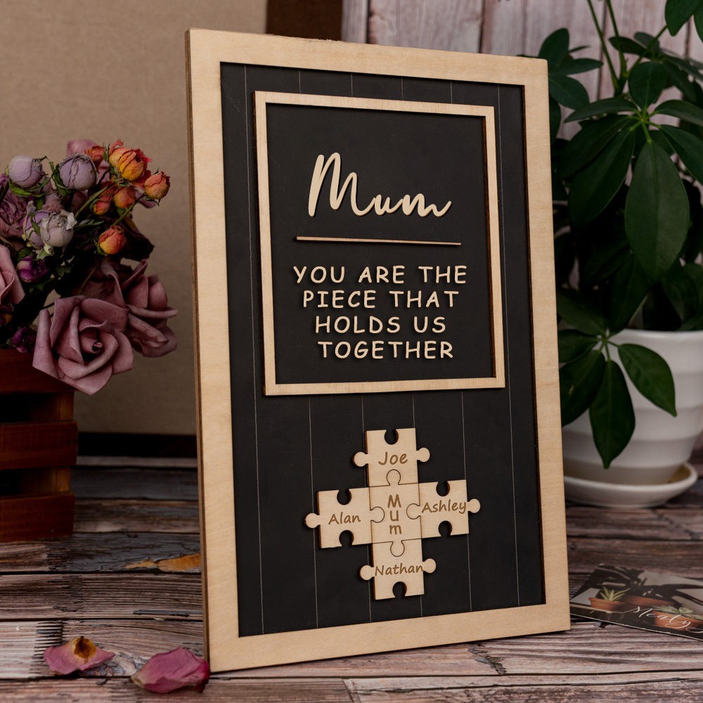 Personalised Mum Puzzle Sign Unique Wood Sign For Mother's Day Gift