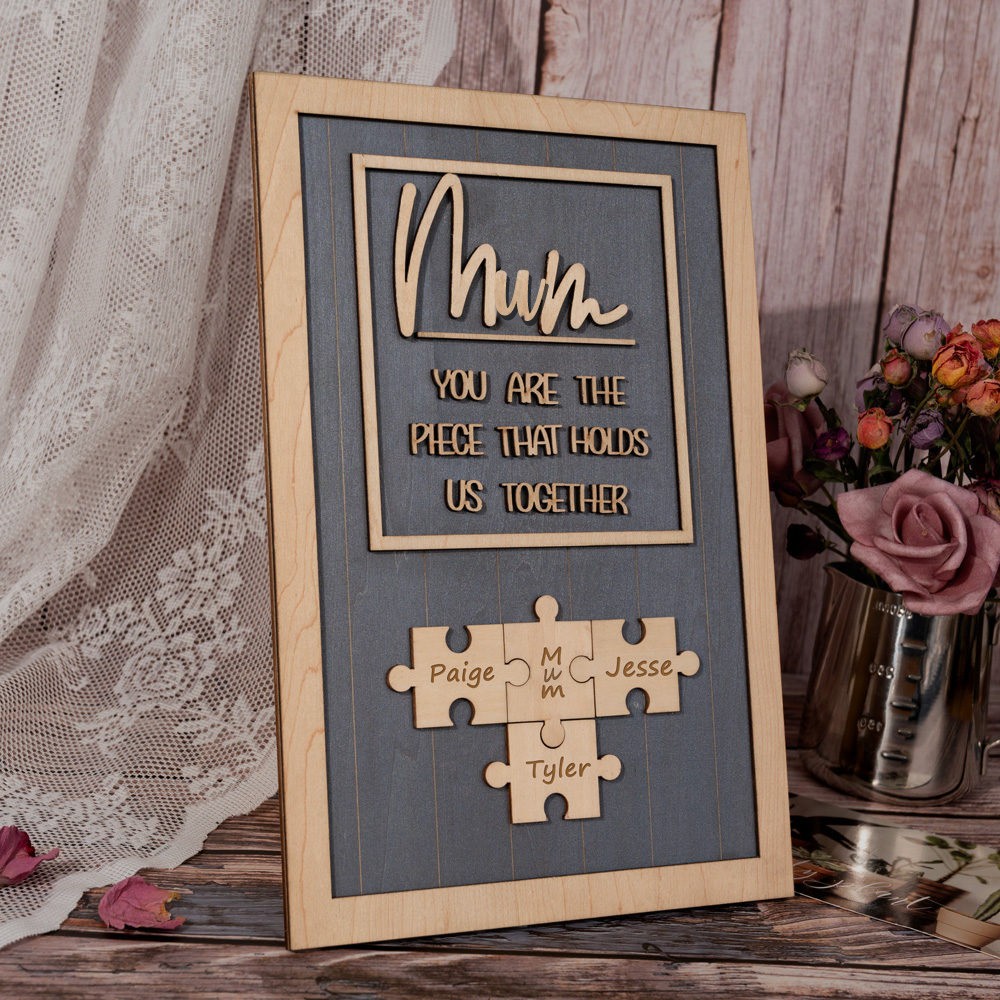 Personalised Mum Puzzle Sign Unique Wood Sign For Mother's Day Gift