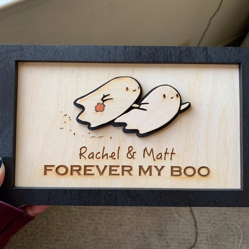 Personalised Forever My Boo Sign Halloween Couple Spooky Season Funny Home Decor