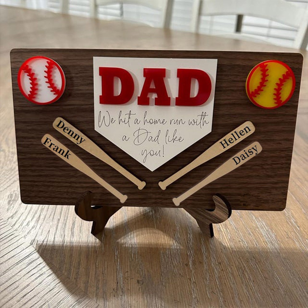 Personalised Father's Day Gift Baseball Dad Wood Sign