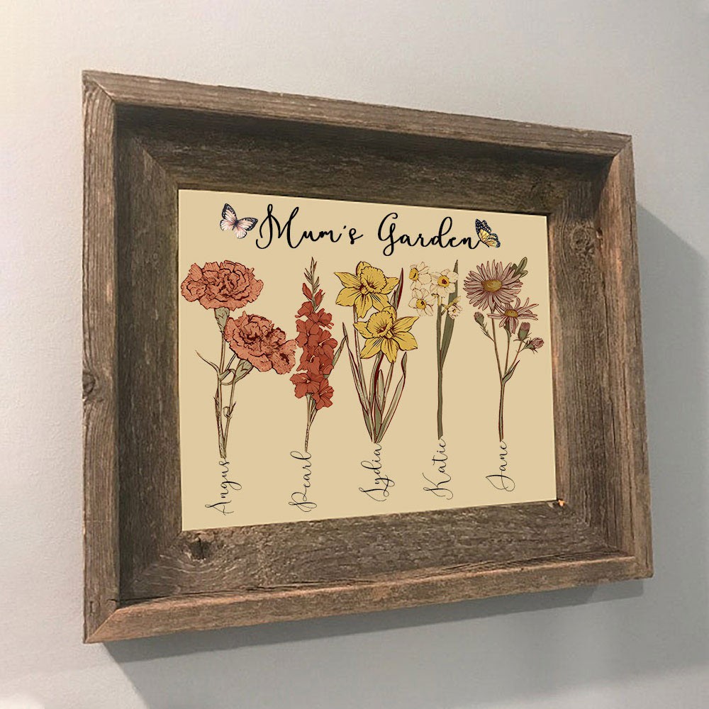Custom Birth Flower Frame Home Art For Mum Grandma Family Christmas Gift Ideas