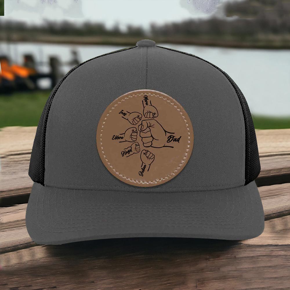 Personalised Fist Bump Cap with Kids Names For Dad Grandpa Father's Day Gift