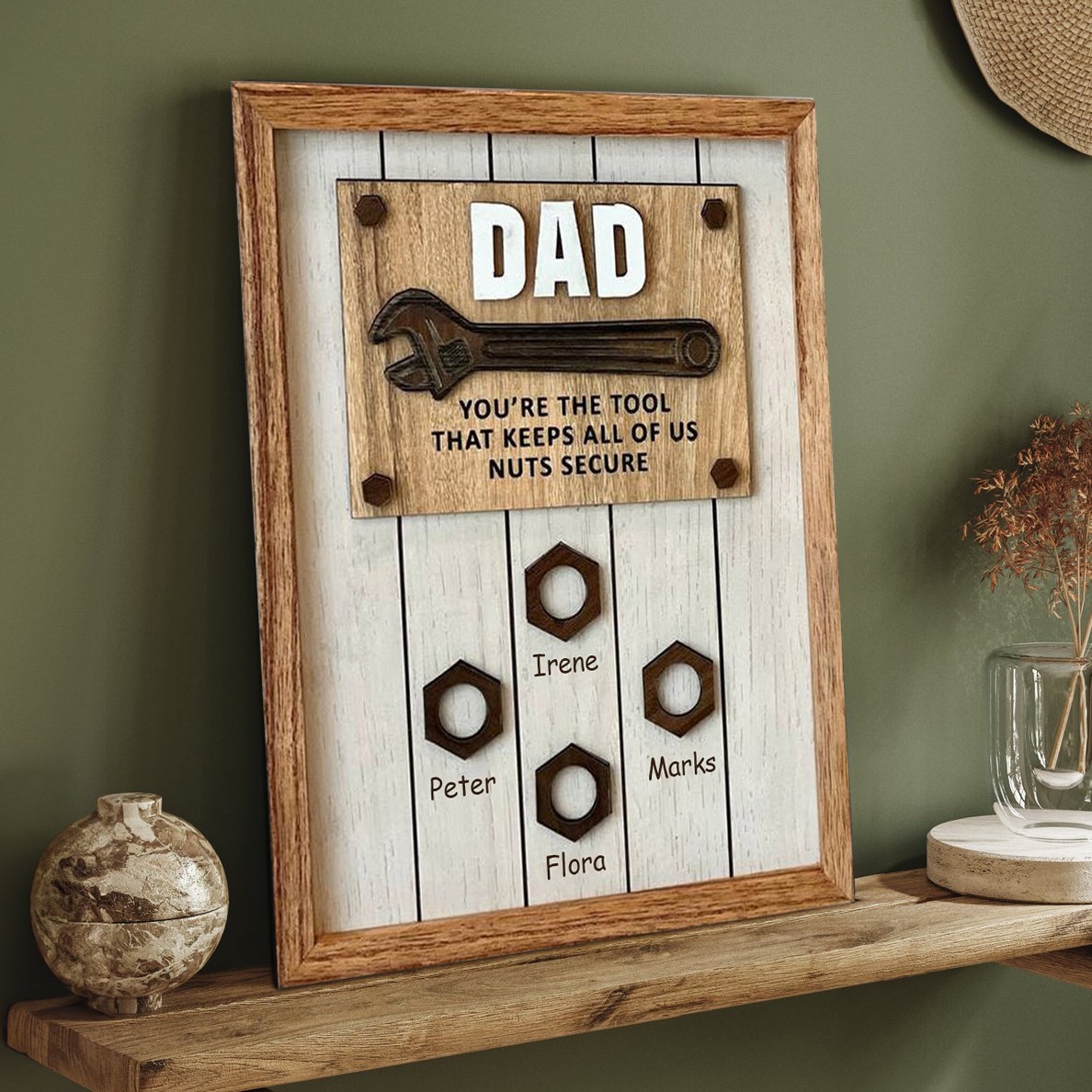 Personalised Dad Engraved Wooden Sign For Father's Day Gift 