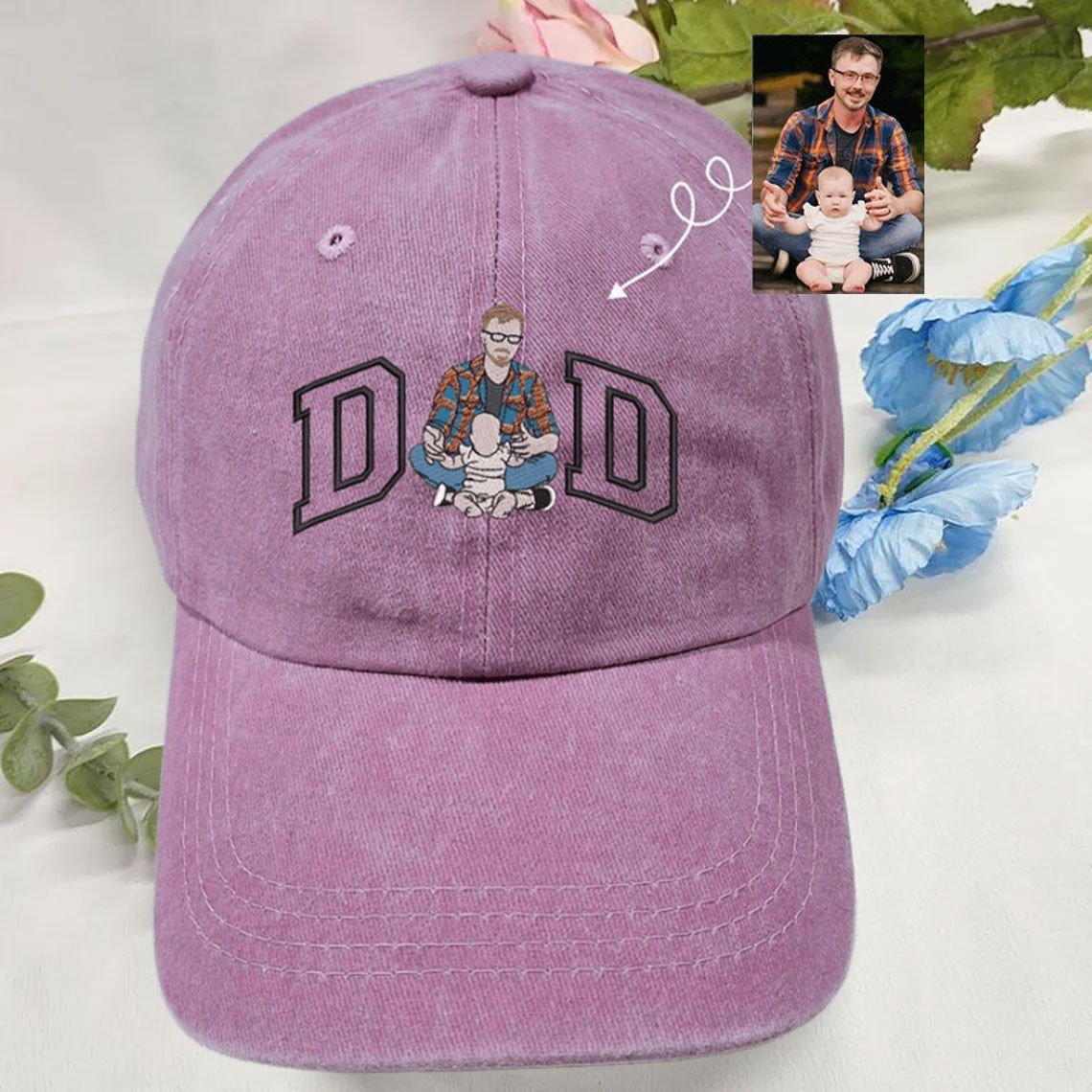 Personalised Photo Embroidered Dad Cap For Men New Dad Father's Day Birthday Gift