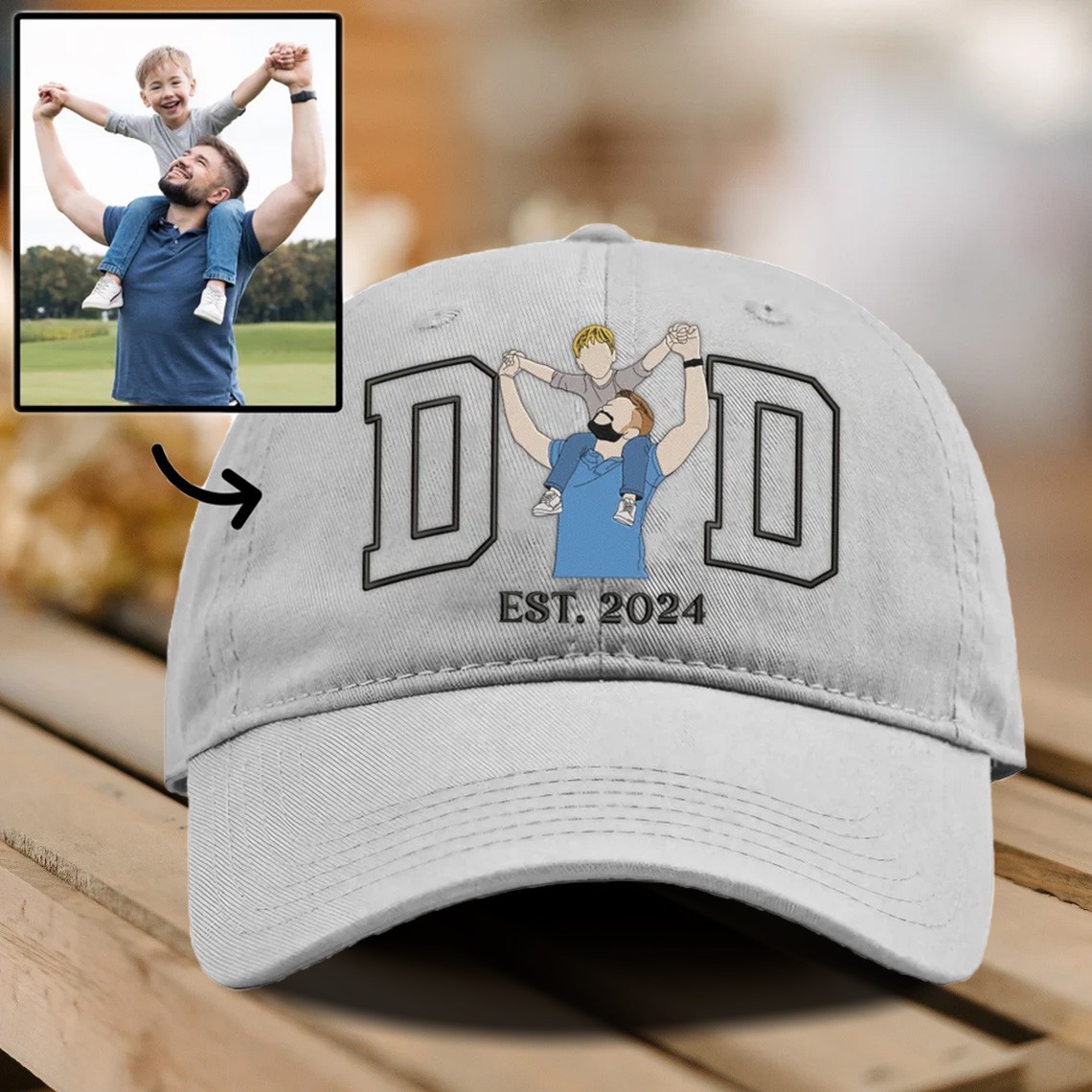 Personalised Photo Embroidered Dad Cap For Men New Dad Father's Day Birthday Gift