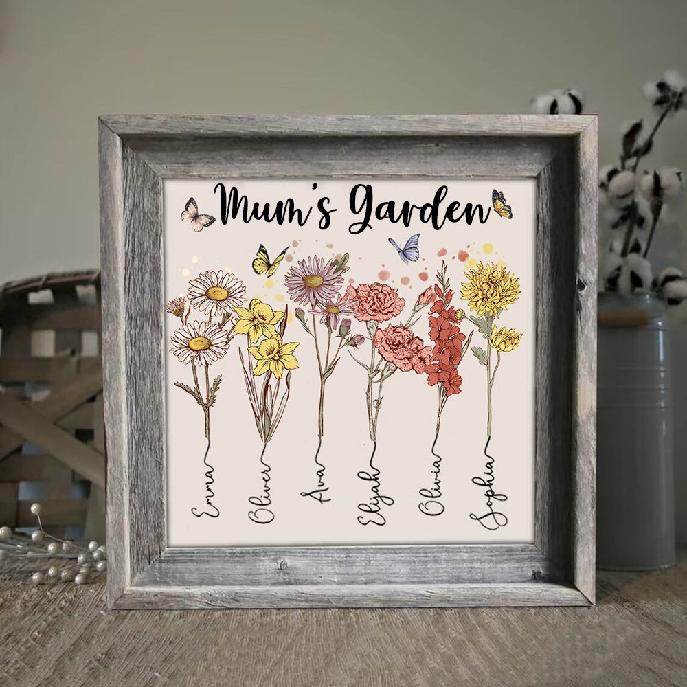 Custom Birth Flower Frame Home Art For Mum Grandma Family Gift Ideas