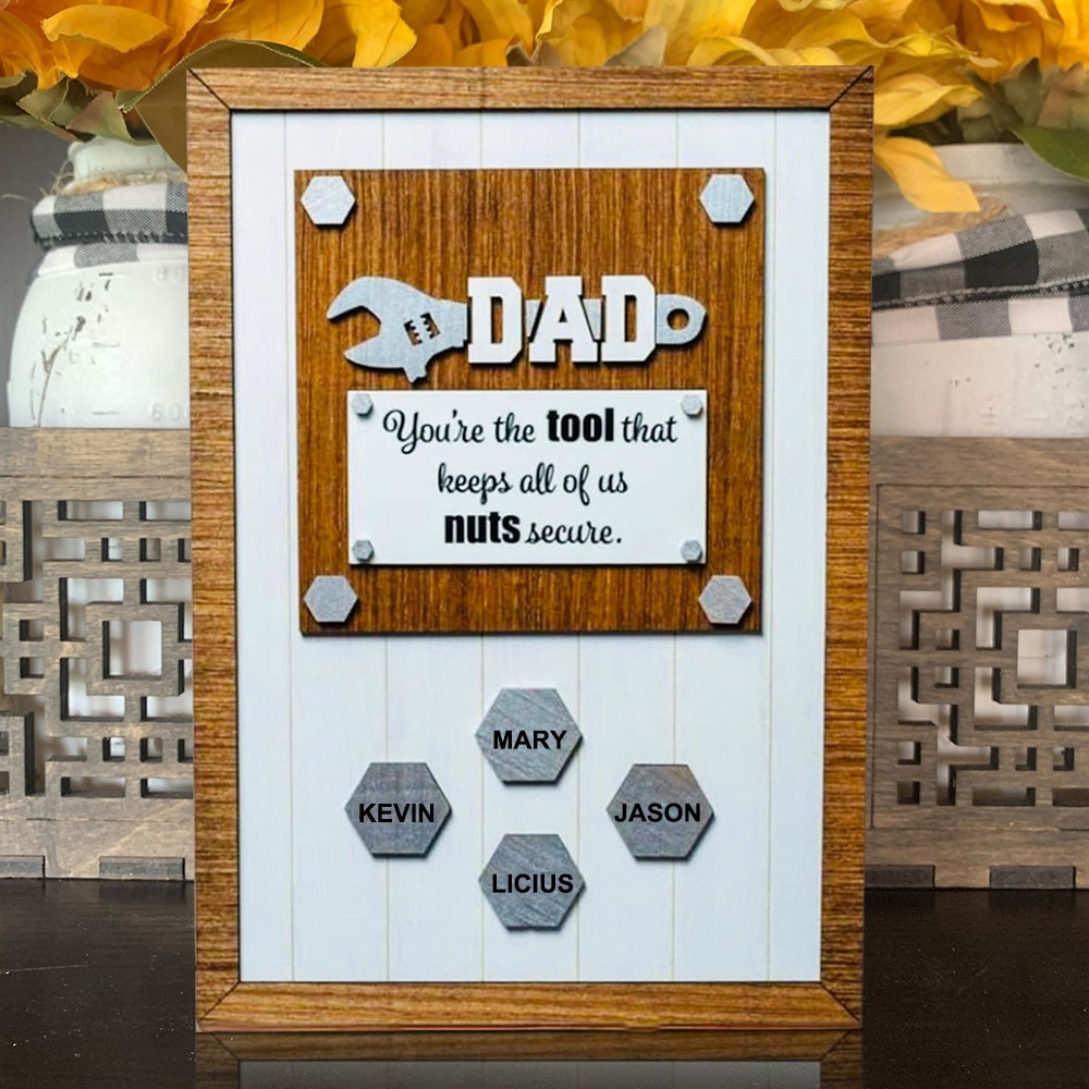 Personalised Dad Engraved Wooden Sign For Father's Day Gift 