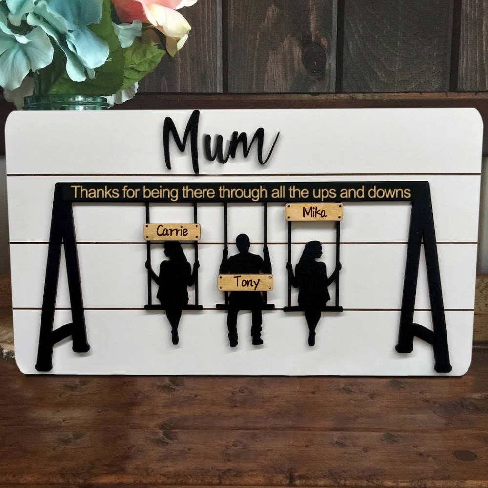 Custom Family Swing Set Sign Thank You for the Ups and Downs For Mum Grandma Christmas Gift