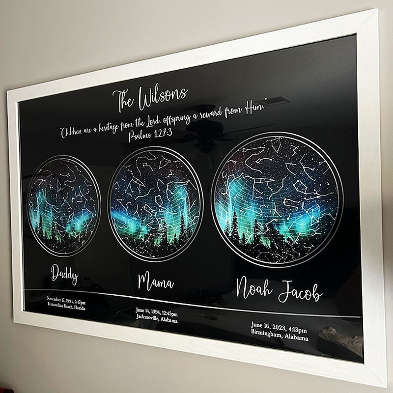 Personalised Star Map By Date Night Sky Constellation Wood Sign For Family Christmas Gift