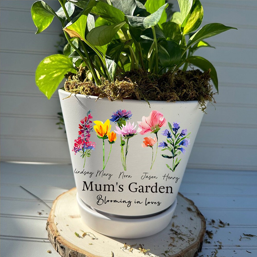Personalised Birth Month Flower Pot for Grandma Mum Mother's Day Unique Gift