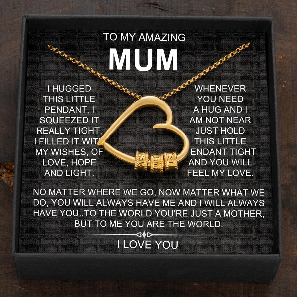 Custom Heart Mum Necklace with Kids Names For Mother's Day Gift Ideas