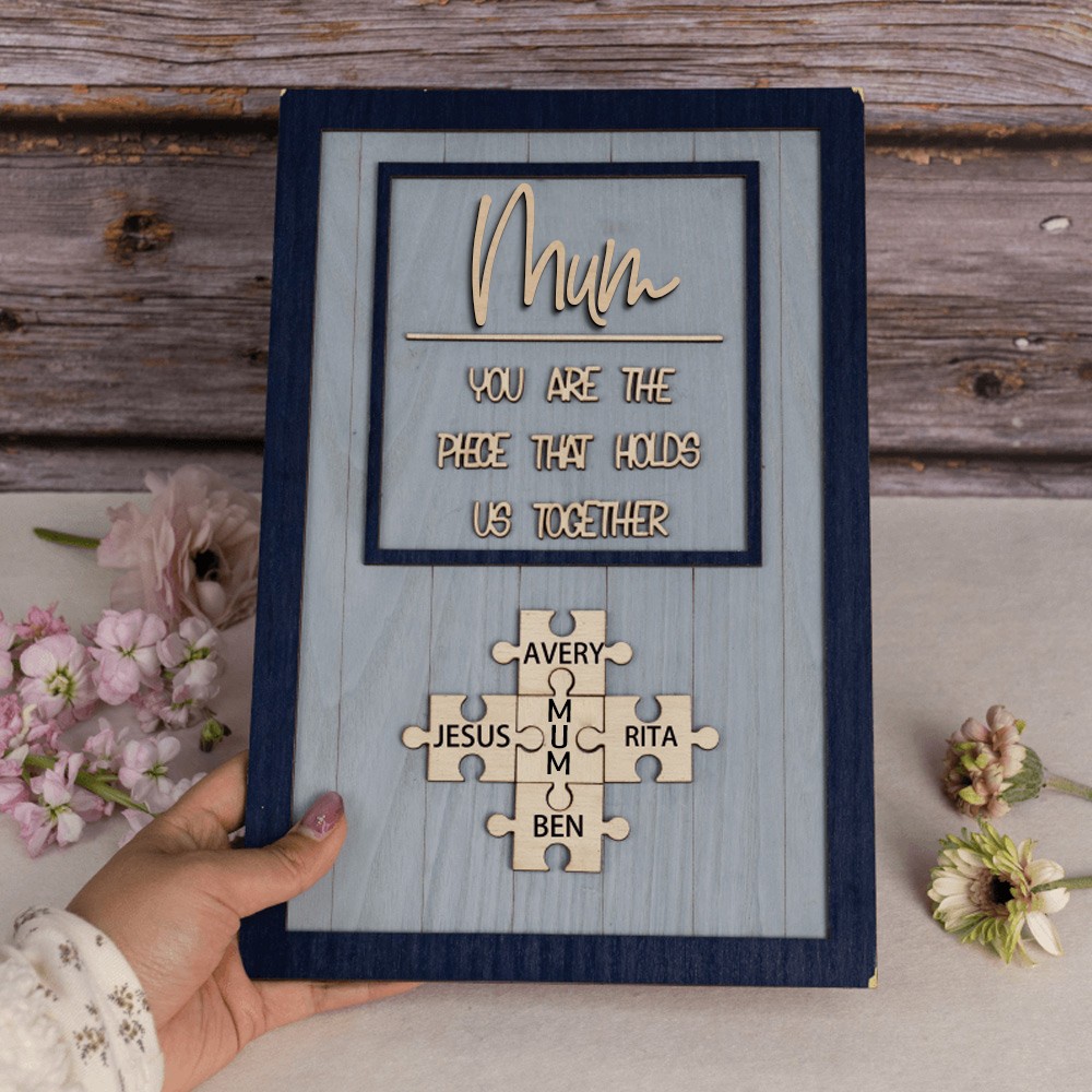 Personalised Mum Puzzle Sign Unique Wood Sign For Mother's Day Gift