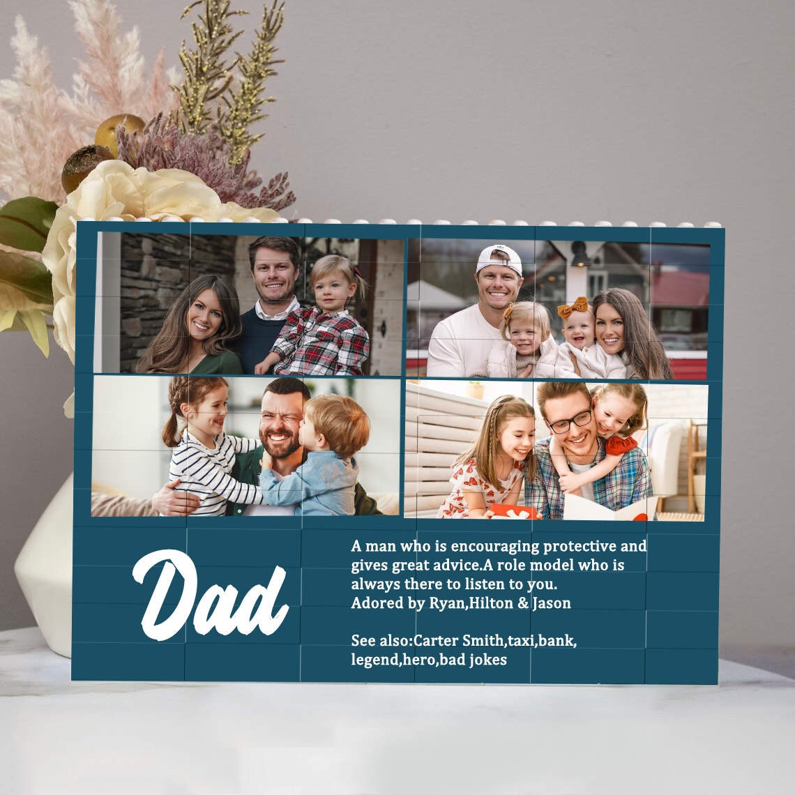 Personalised Photo Building Block Puzzle For Dad Father's Day Gift