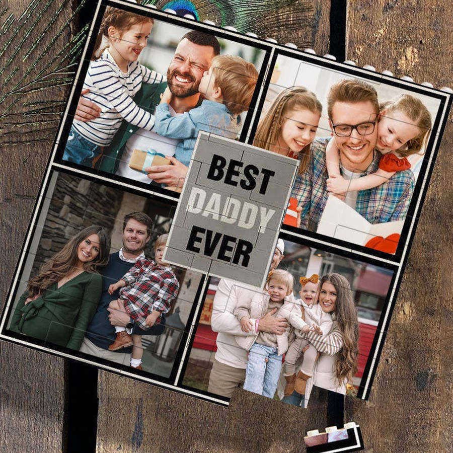 Personalised Photo Building Block Puzzle For Dad Father's Day Gift