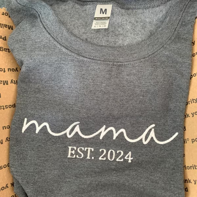 Personalised Embroidered MAMA Sweatshirt with Kids Names on Sleeve For New Mum Grandma Mother's Day Gift