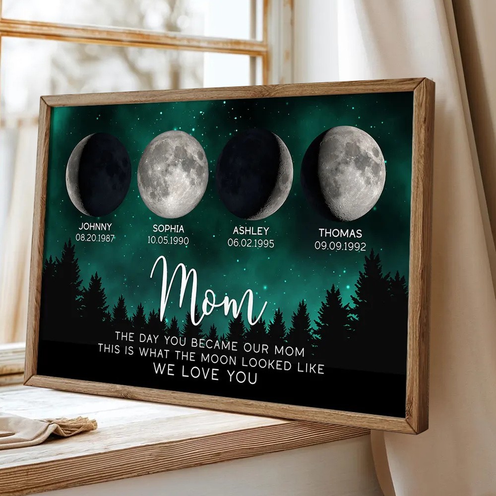 The Day You Became Mum Moon Phase Frame By Date Gift For Mother's Day