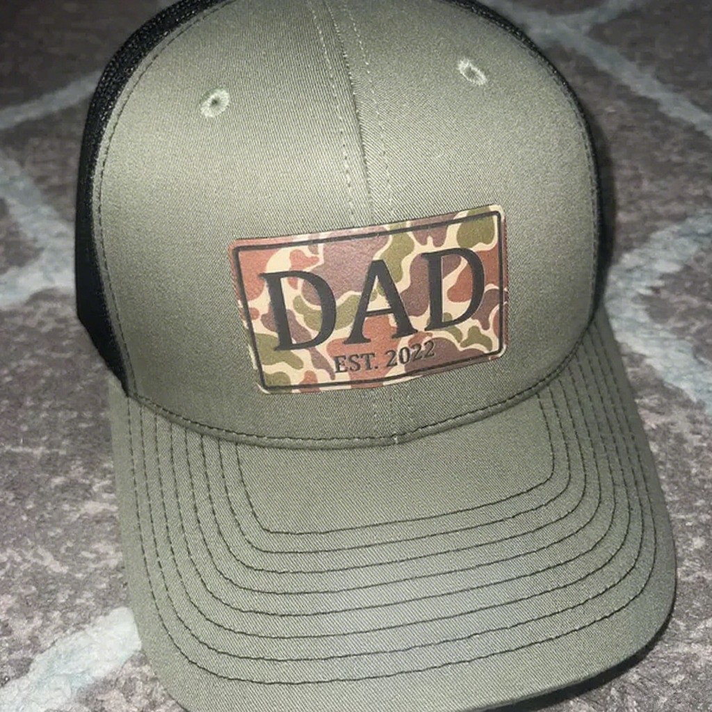 Custom Dad Leather Patch Trucker Hat For Him Father's Day Birthday Gift