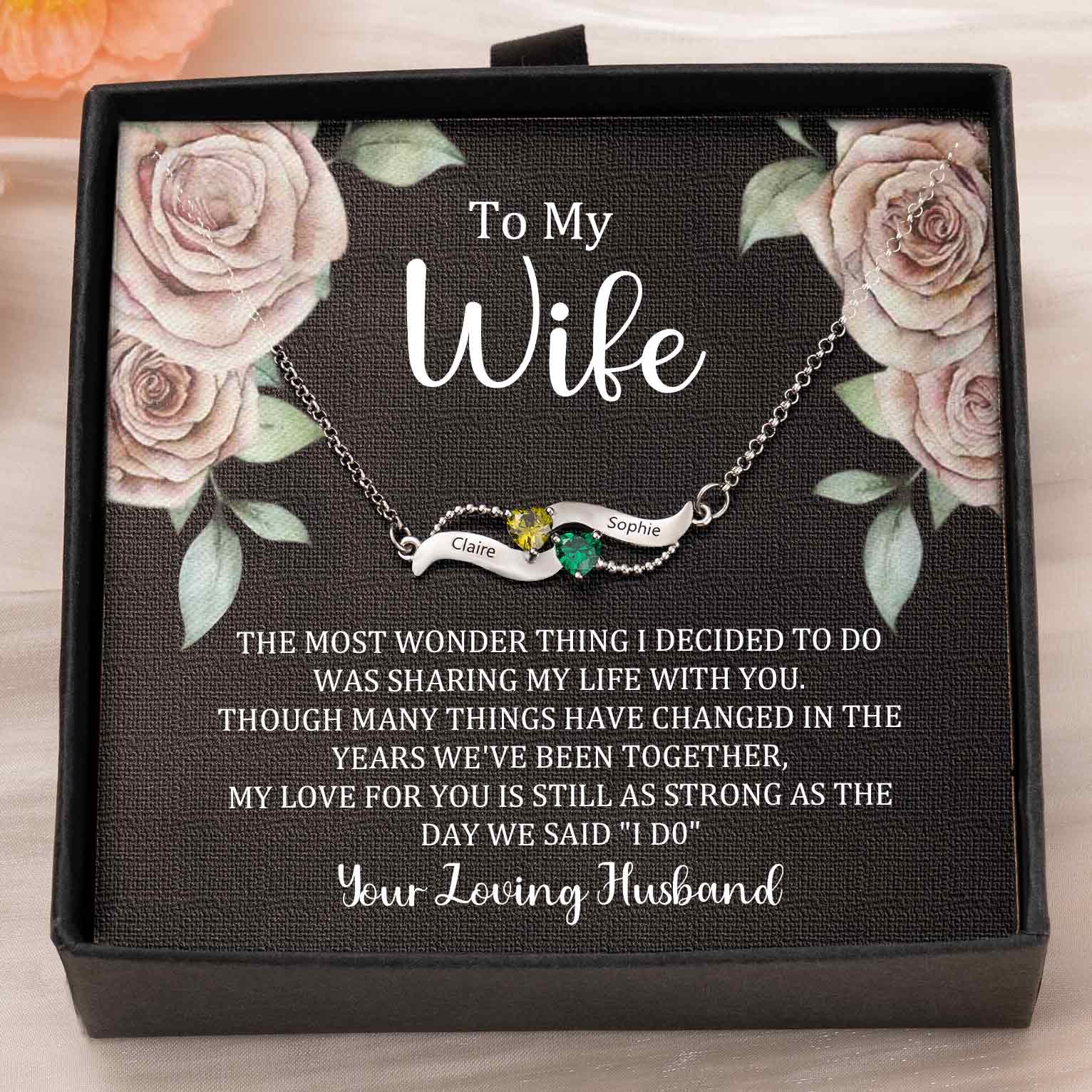 Custom Couple Names Heart Necklace With Birthstones Valentine's Day Gifts