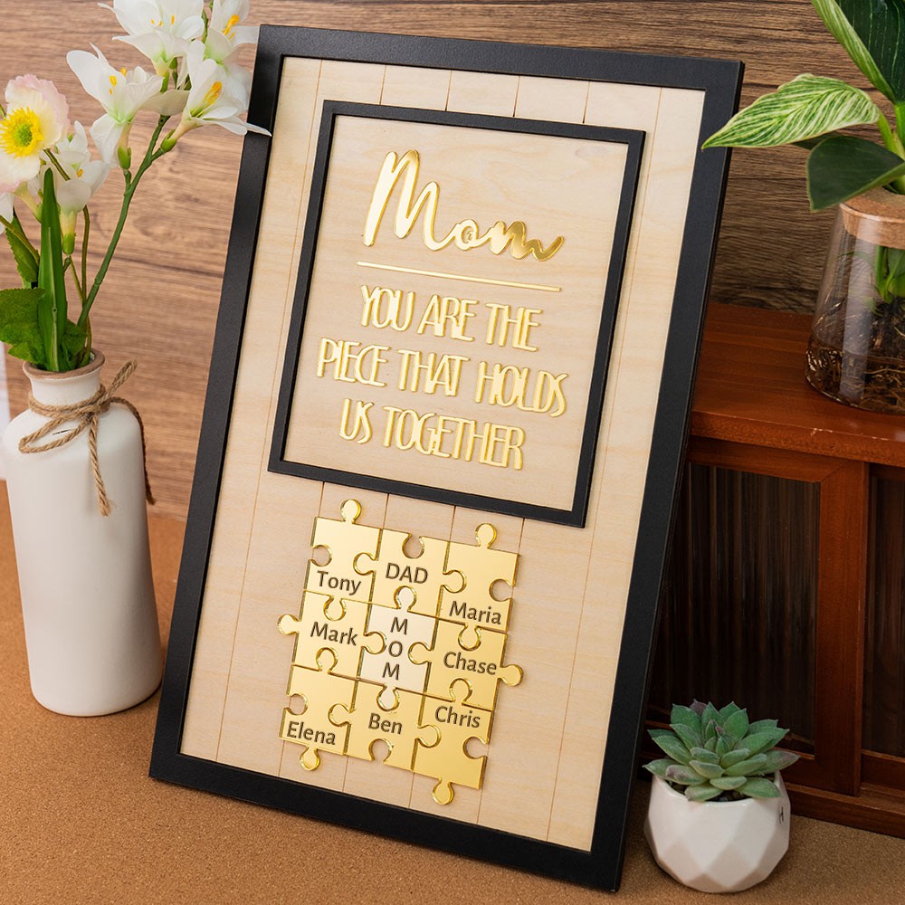 Custom Mum Puzzle Sign with Kids Name Piece For Mother's Day Gift