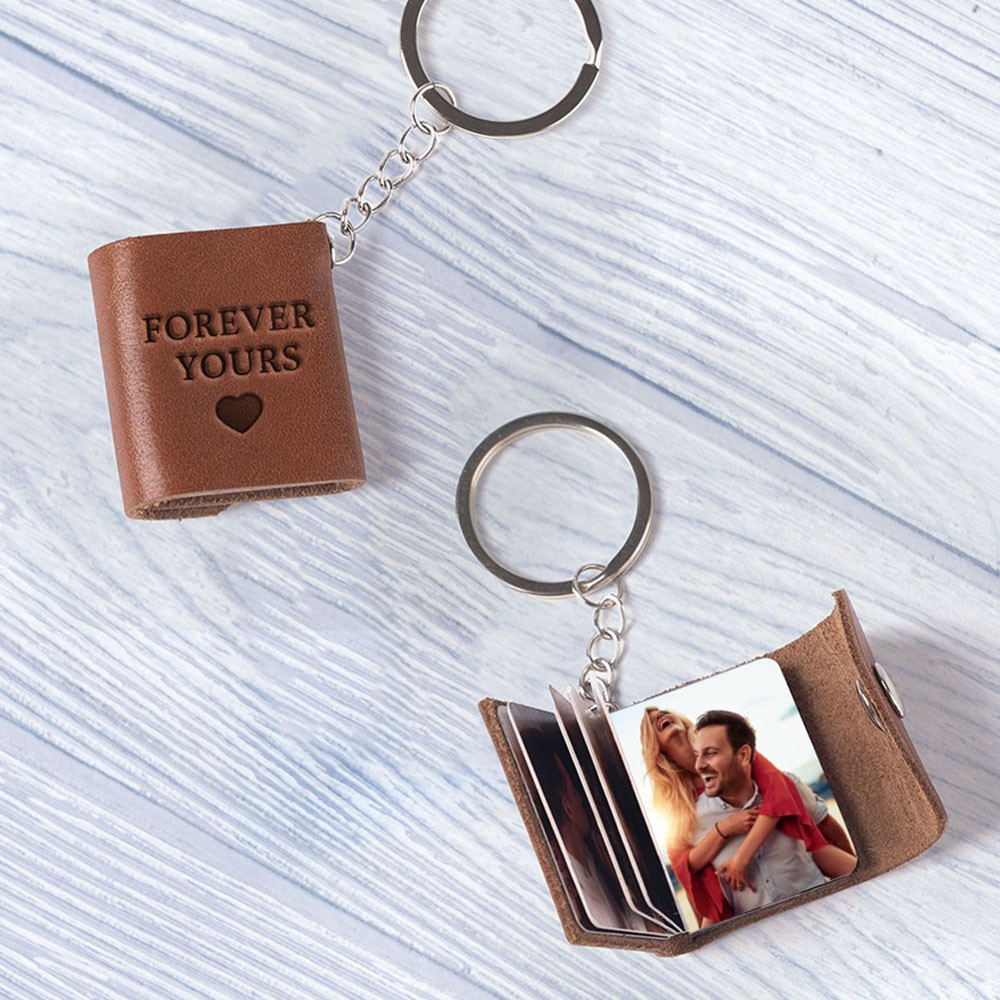 Personalised Leather Handmade Keychain with Photos For Valentine's Day