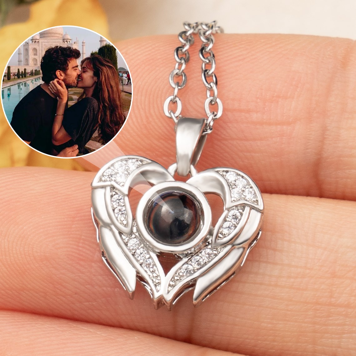 Personalised Photo Projection Charm Necklace For Soulmate Valentine's Day