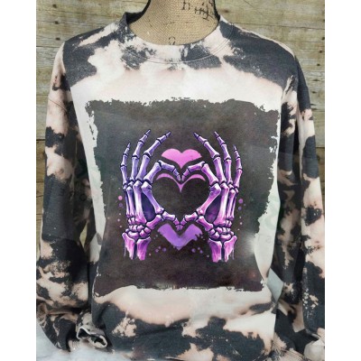 Spooky Skeleton Hands with Heart Skeleton Sweatshirt Hoodie For Halloween Gift Ideas