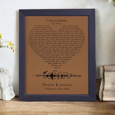 Personalised Leather Wedding Song Lyric Art Anniversary Gift For Wife Couple
