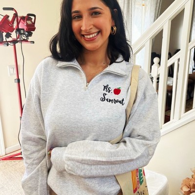 Personalised Teacher Apple Embroidered Sweatshirt Graduation Gift for a New Teacher