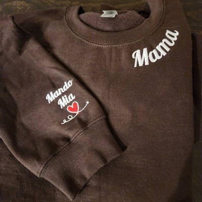 Custom Embroidered Mama Sweatshirt For Mum Grandma Christmas Gift