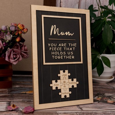 Personalised Mum Puzzle Sign Unique Wood Sign For Mother's Day Gift