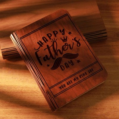 Personalised Wooden Folding Magnetic Glowing Book Lamp For Father's Day Gift