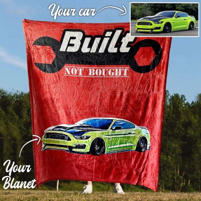 Personalised Built Not Bought Car Fleece Blanket For Valentine's Day