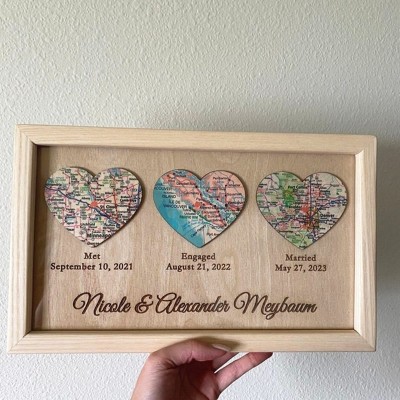 Personalised Met Engaged Married Love Story Map Decor Unique Gift For Couple Valentine's Day Anniversary