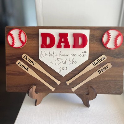 Personalised Father's Day Gift Baseball Dad Wood Sign