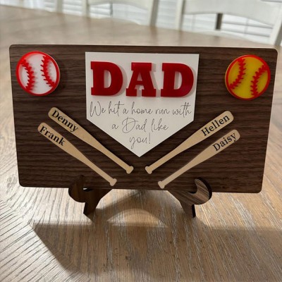 Personalised Father's Day Gift Baseball Dad Wood Sign