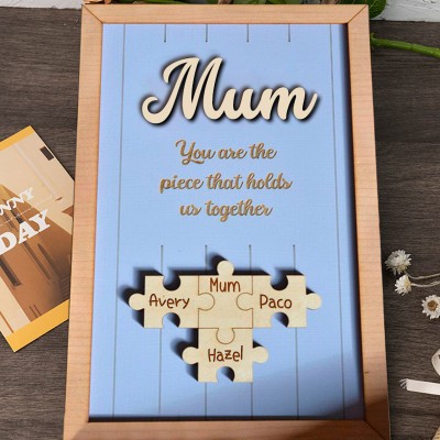 Personalised Mum Puzzle Sign Unique Wood Sign For Mother's Day Gift