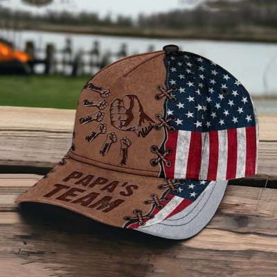 Personalised Fist Bump Cap with Kids Names For Dad Grandpa Father's Day Gift