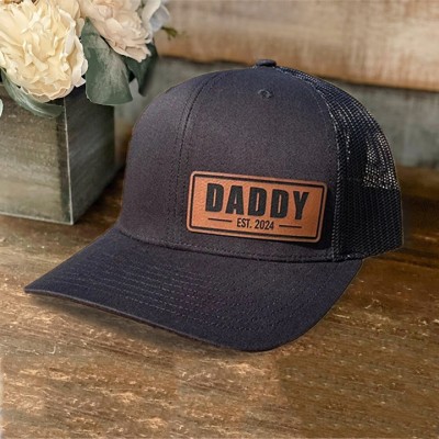 Custom Dad Leather Patch Cap For Men Father's Day Birthday Gift