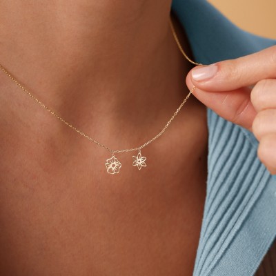 Personalised Dainty Birth Flower Necklace For Mum Wife Birthday Gift Ideas