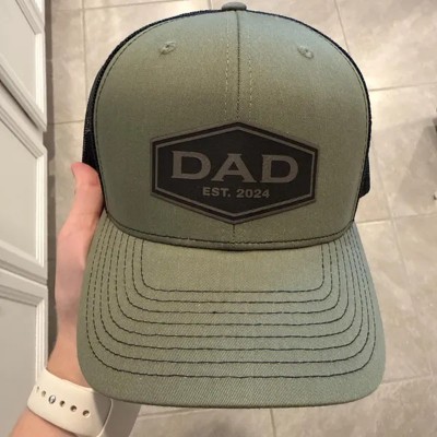 Custom Dad Leather Patch Trucker Hat For Him Father's Day Birthday Gift
