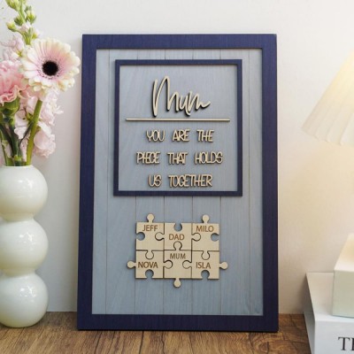 Personalised Mum Puzzle Sign Unique Wood Sign For Mother's Day Gift