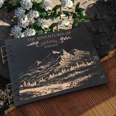 Personalised Travel Scrapbook Wooden Photo Album Adventure Book For Couple Valentine's Day Anniversary Gift