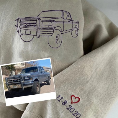 Custom Embroidered Car Outline Sweatshirt For Dad Men Car Lover Gift