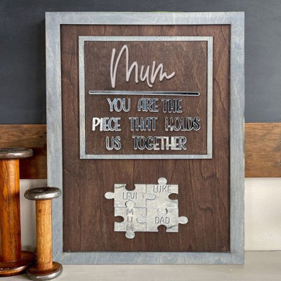 Personalised Mum Puzzle Sign Unique Wood Sign For Mother's Day Gift