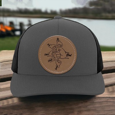 Personalised Fist Bump Cap with Kids Names For Dad Grandpa Father's Day Gift