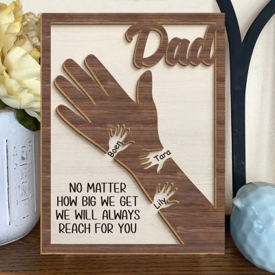 Personalised Father's Day Gift Best Dad Ever Hands Down Engraved Wood Sign
